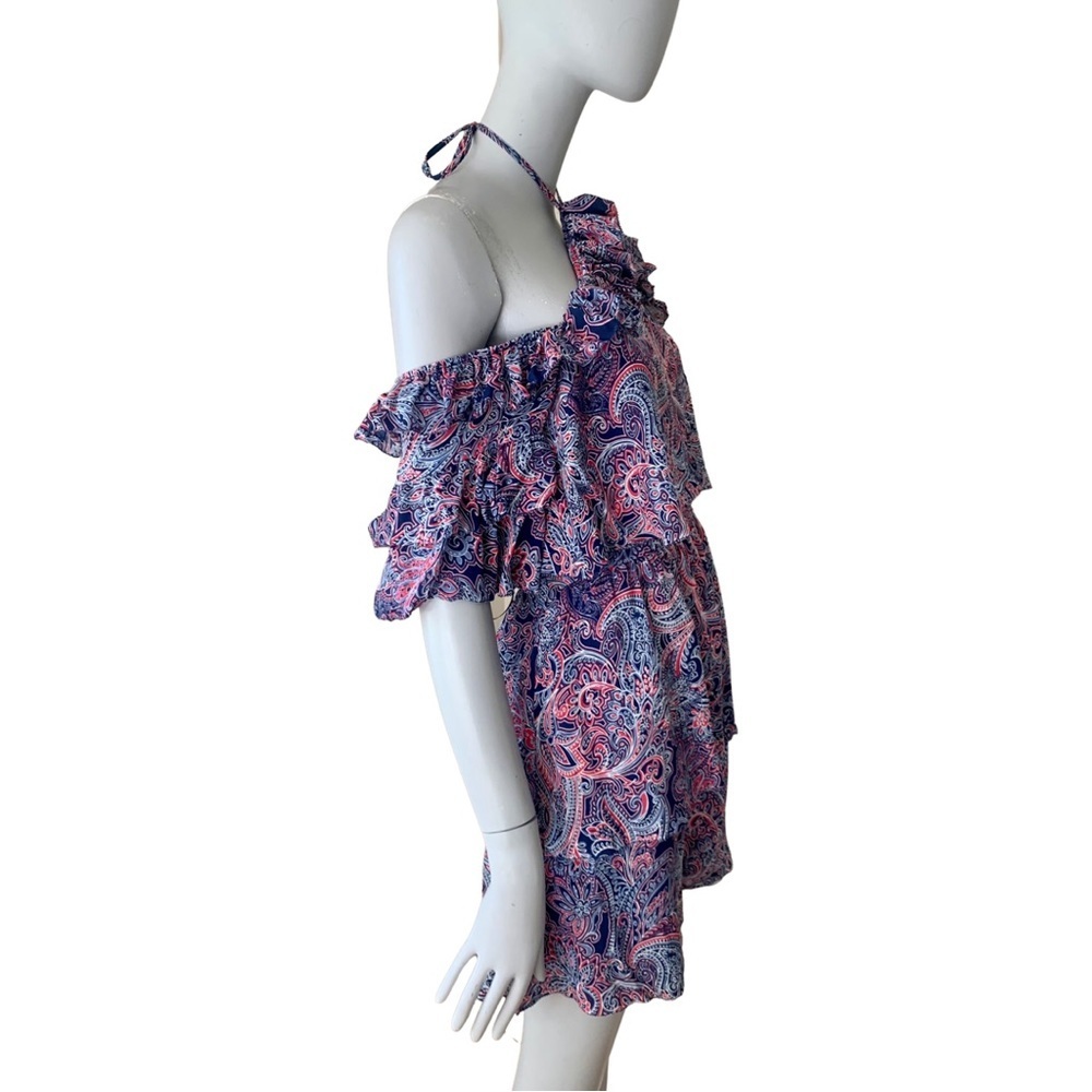 PARKER 100% Silk Lorenzo Paisley Cold Shoulder Halter Dress Size 0 - Picture 13 of 15